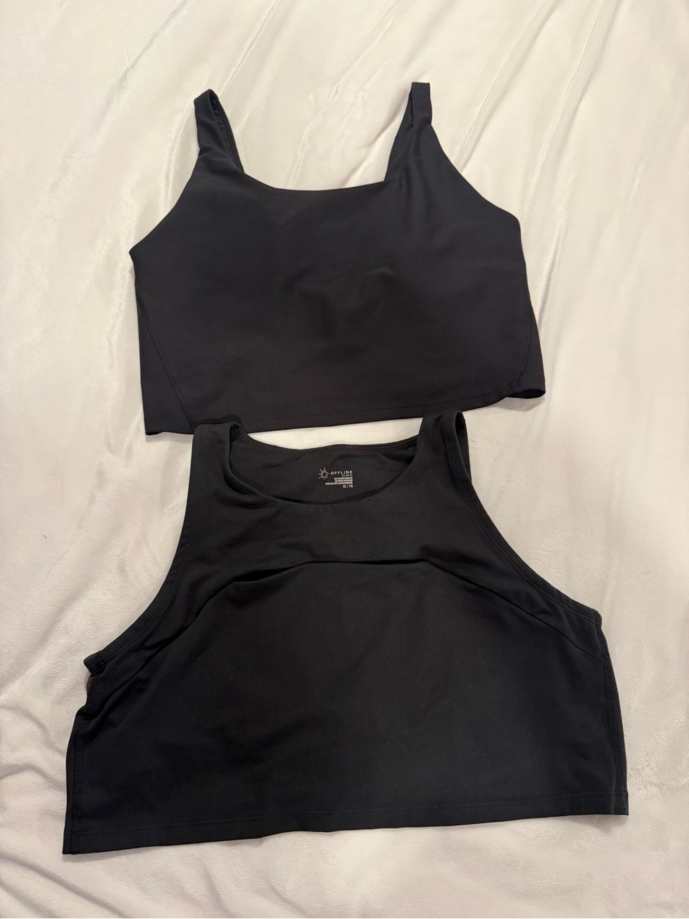 Savage X Fenty & Aerie Offline  Black Cropped Tank Tops Duo